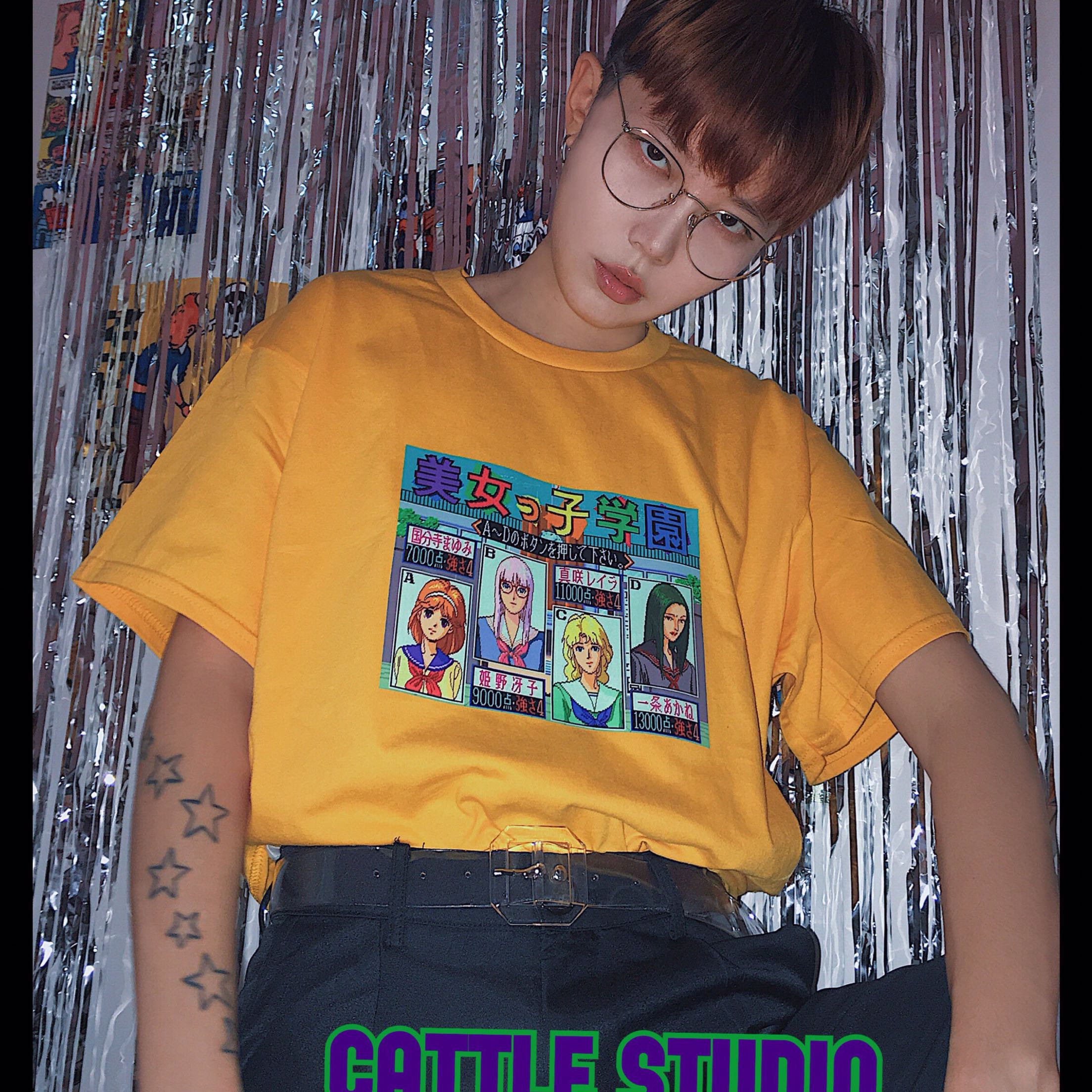 CattleÕÔ´óÅ£ ×ÔÖÆ vintage»³¾ÉÔ²ÁìÏñËØ·çoversize°Ù´î´¿ÃÞTÐô