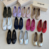 法国小众易梦玲同款 跳舞鞋 reqins芭蕾舞鞋 女羊皮复古方头平底单鞋