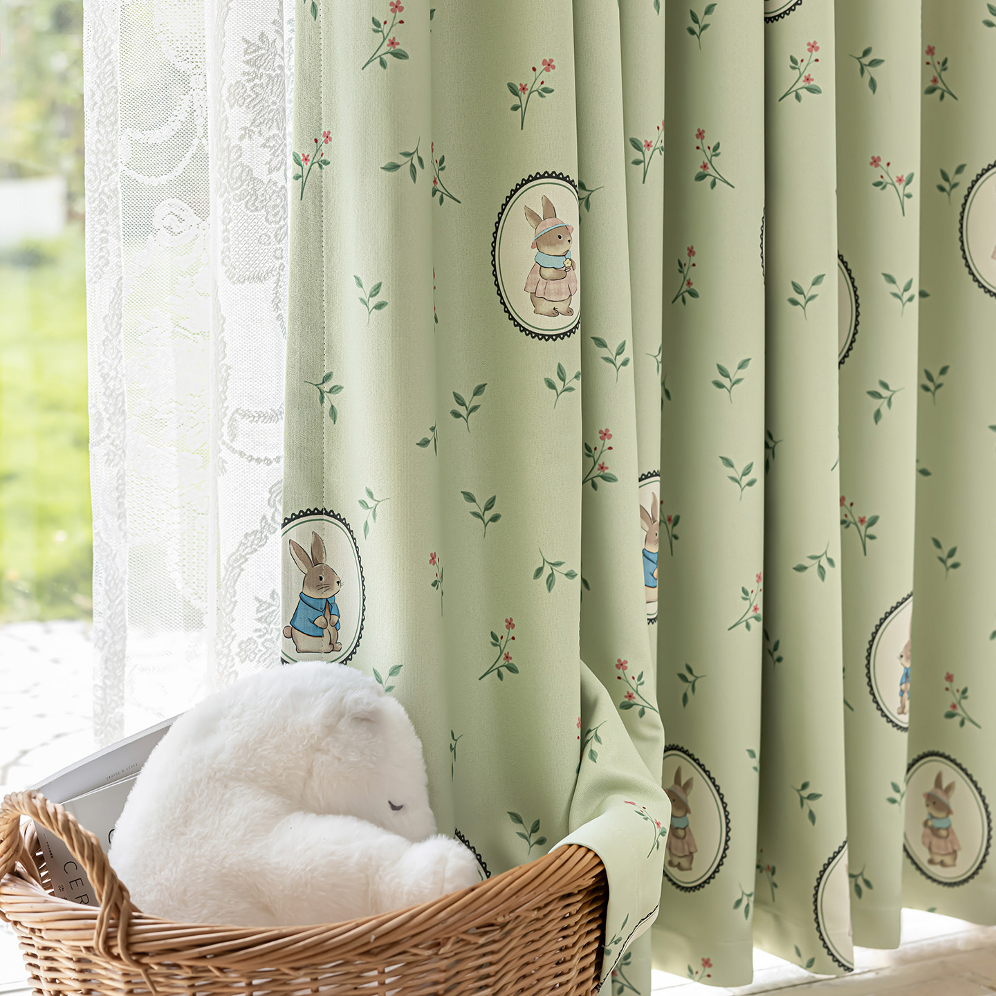 法欧雅法式田园花园兔卡通乐丽棉高遮光窗帘儿童房女孩卧室小清新,居家布艺,定制窗帘,淘宝优惠券,粉丝福利购,淘宝优惠卷