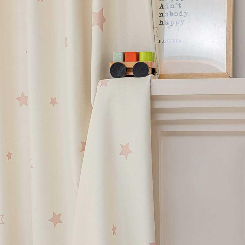 法欧雅奶油风布丁棉米白粉色五角星遮光窗帘卧室客厅ins风简约,居家布艺,定制窗帘,淘宝优惠券,粉丝福利购,淘宝优惠卷