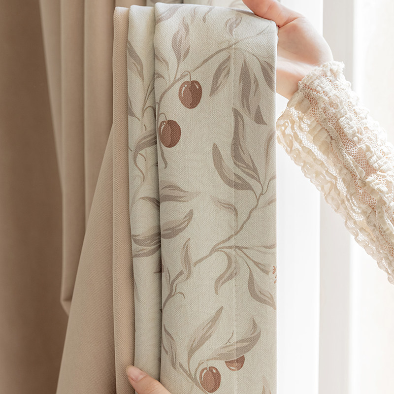 法欧雅法式奶油风橄榄果桃粉色绒感专家雪尼尔遮光窗帘客厅卧室,居家布艺,定制窗帘,淘宝优惠券,粉丝福利购,淘宝优惠卷