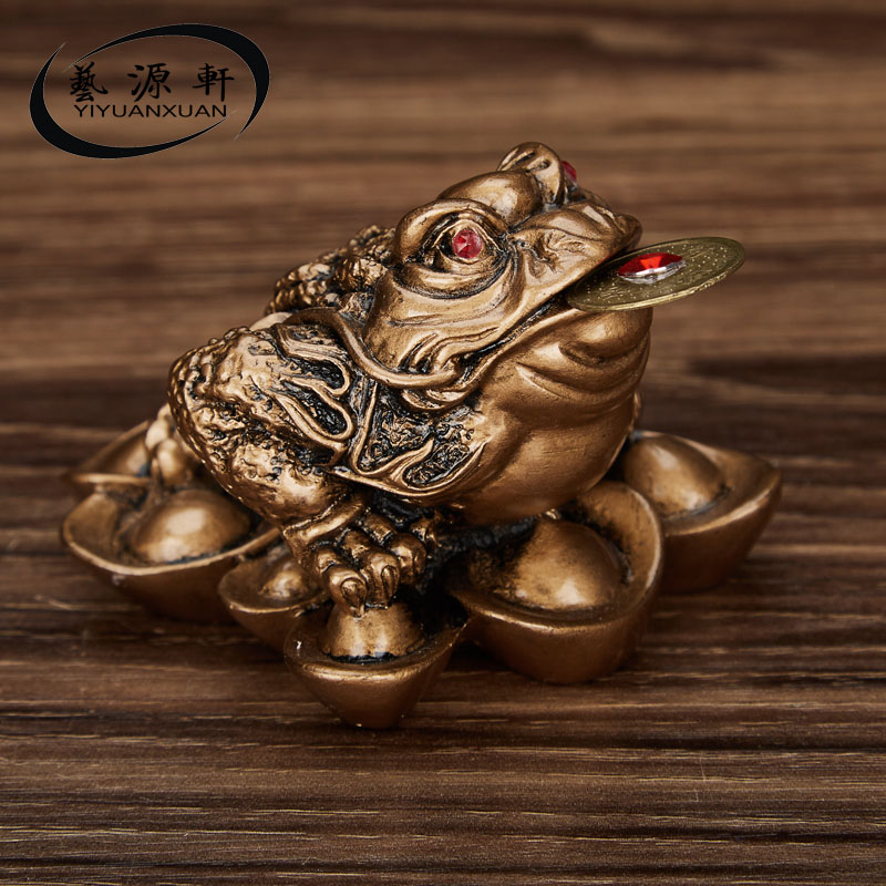 艺源轩招财金蟾摆件家居风水三脚蟾蜍摆设开业金蝉工艺礼品