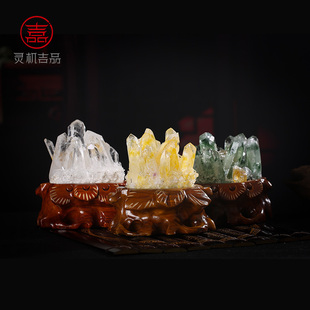 灵机生活馆原矿水晶簇钥匙挂架新房婚房摆件原创设计装饰物绿白黄