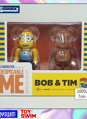 BEARBRICK 100% 套盒 小黄人 TIM BOB BE@RBRICK 积木熊 板卡