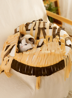 猫窝半封闭安全感小型狗窝四季通用可拆洗猫咪创意流苏草丛躲避屋