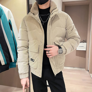 C301B-MF22-P138控178可斜卸毛领冬季PU皮棉服保暖棉衣潮男外套1图片