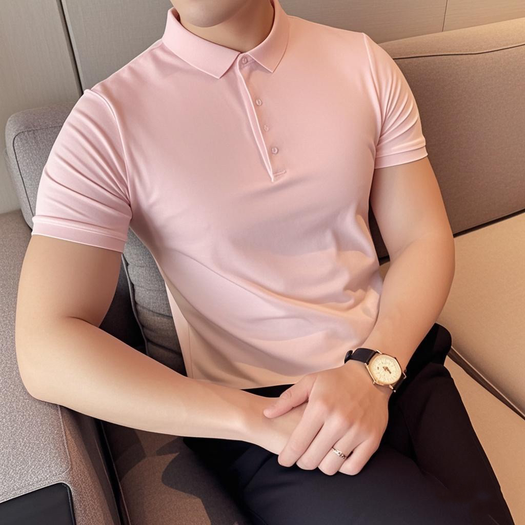 101B-PL001-P28英伦店主风夏季休闲纯色polo衫百搭修身翻领T恤男3，男装T恤，电商C301B