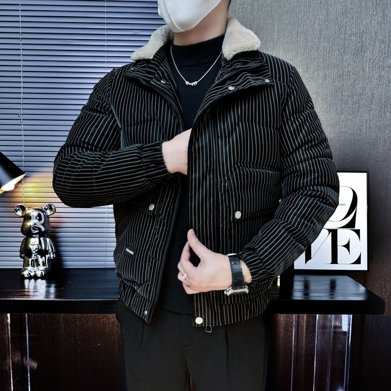 101B-MF22-P138控178可斜卸毛领冬季PU皮棉服保暖棉衣潮男外套3，男装棉衣，电商C301B