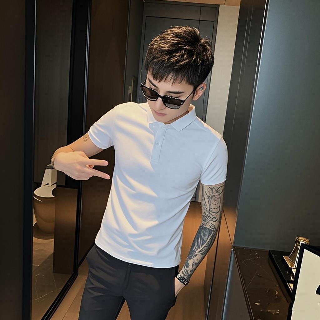 101B-PL001-P28控48夏季休闲纯色polo衫百搭翻领社会小伙小码T恤，男装T恤，电商C301B