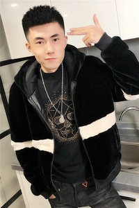 3撞色仿皮草加绒棉服社会小伙加厚男棉衣保暖外套C301B-PC02图片