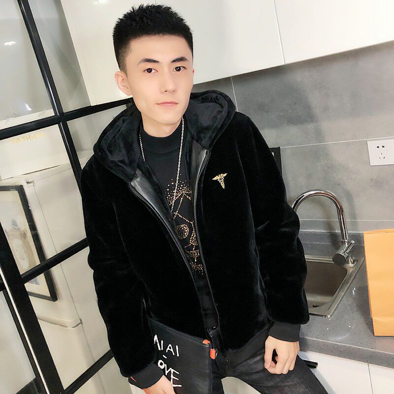 3仿皮草加绒棉服社会小伙加厚帅气男棉衣保暖外套C301B-PC01,男装棉衣,电商C301B