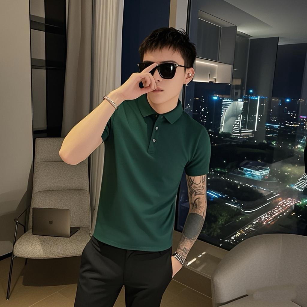 101B-PL001-P28控48夏季休闲纯色polo衫百搭翻领社会小伙小码T恤7，男装T恤，电商C301B
