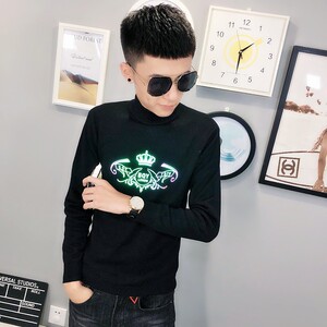 1夜光印花针织衫毛衣冬季社会小伙男半高领打底衫C301B-MY19-P50图片