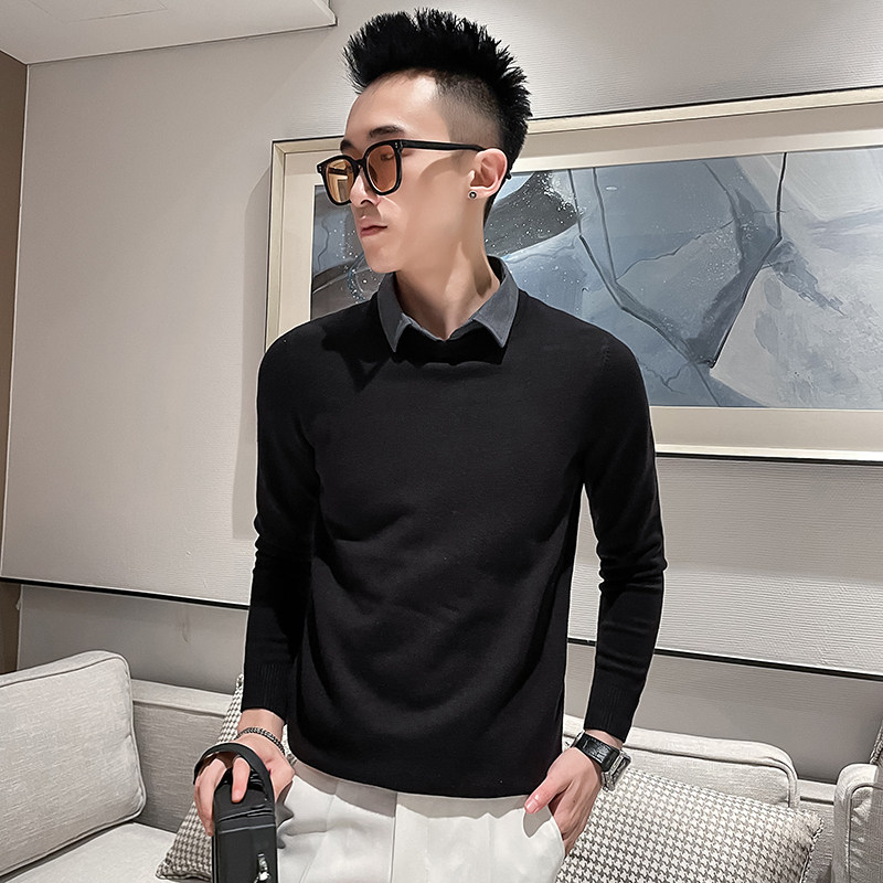 C301B-MY66-P75控105秋冬社会假两件毛衣衬衫领线衣修身男士针织4，男装针织衫/毛衣，电商C301B