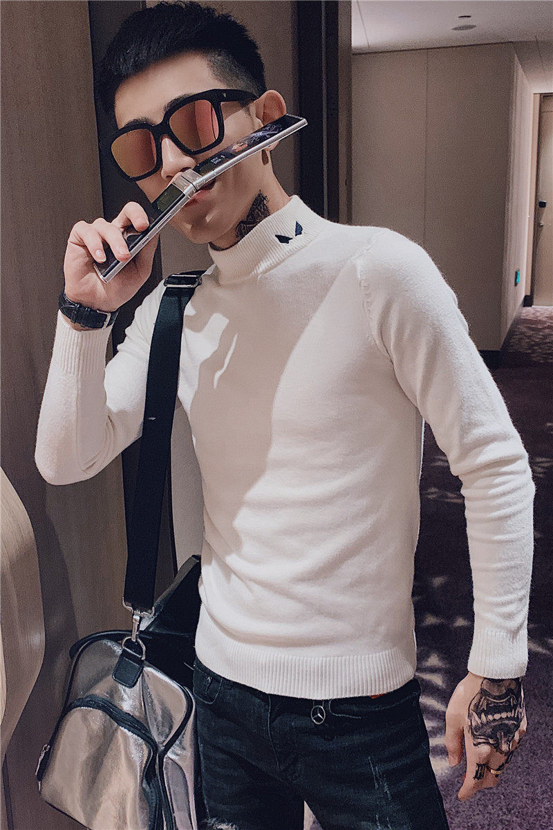 1社会小伙秋冬针织衫毛衣男士刺绣半高领打底衫C301B-MY06,男装针织衫/毛衣,电商C301B