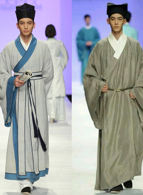 影视古装棉麻古代书生服男汉服舞台走秀古装宁采臣孔子古装演出服