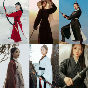 影视古装棉麻侠女古装仙女服骑马女古装女夜行衣刺客服演出服现货