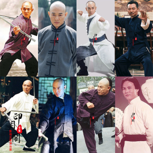 影视古装霍元甲李连杰同款民国武术武师功夫古装棉麻大侠马褂长袍