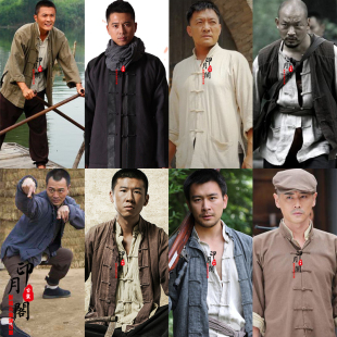 影视民国棉麻男士古装马褂抗战游击队土八路军老百姓群演演出服