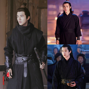 影视古装棉麻武侠古装黑色侠客服黑衣人古装夜行衣男汉服刺客古装