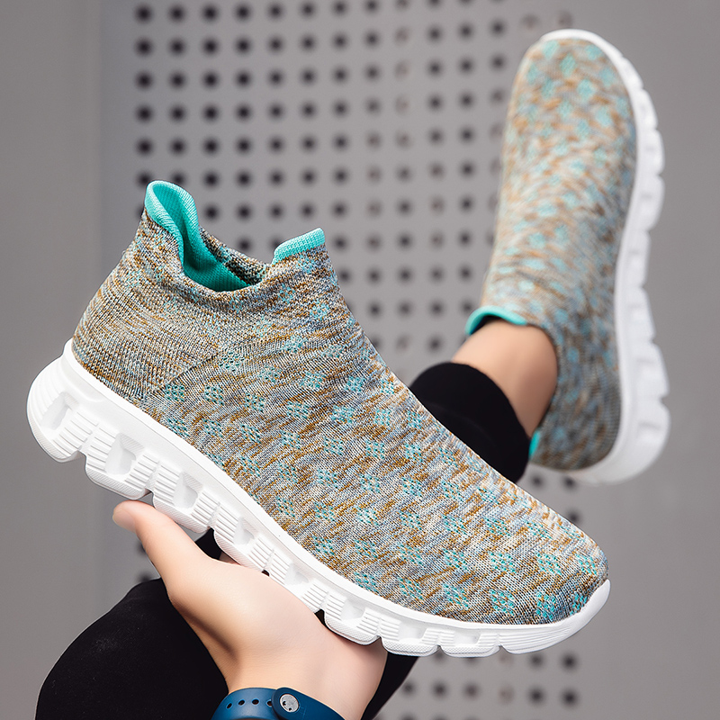 秋冬网面一脚蹬男鞋情侣袜子鞋男