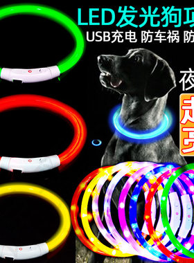 狗狗发光项圈狗项圈发光宠物项圈USB充电脖圈LED发光项圈狗狗项圈