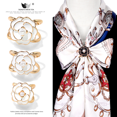 高档山茶花披肩固定扣围巾丝巾扣