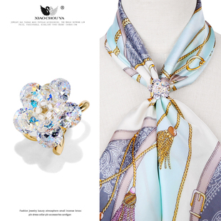 奥地利水晶冰花丝巾扣多功能固定围巾披肩打结扣母亲节礼物配饰
