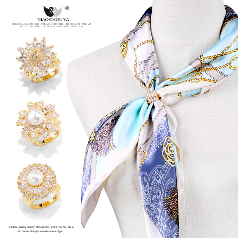 迷你小号花朵三环丝巾扣高端