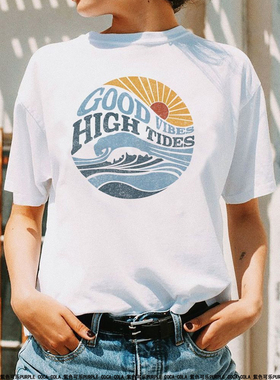 2020街头潮款字母印花短袖t恤女学生青春宽松大码圆领纯棉打底衫