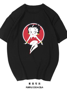 2020新款宽松印花短袖T恤男女同款情侣装半袖卡通印花BF风打底衫