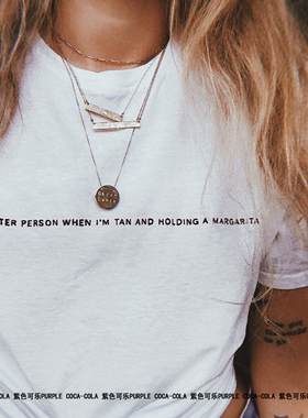 宽松字母印花圆领t恤女短袖大码百搭打底衫纯棉欧美潮款半袖上衣