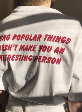 2020春夏新款背后字母印花ins欧美潮款短袖t恤女圆领宽松纯棉上衣