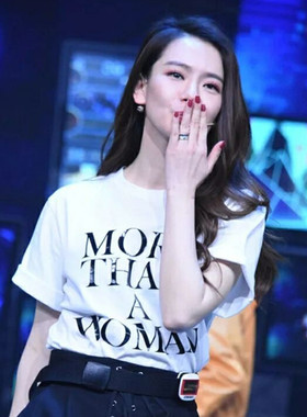 2023新款ins欧美小众学生圆领短袖宽松纯棉白色字母t恤女潮款百搭