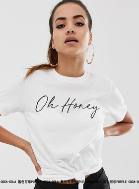 2020新款oh honey字母印花宽松大码学生内搭学生短袖t恤女ins潮款