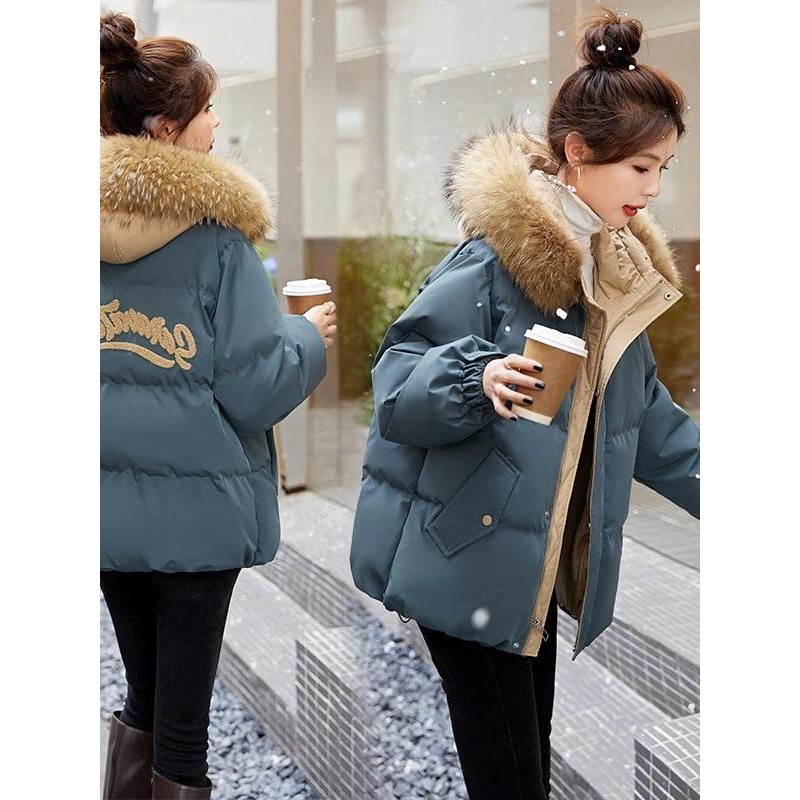 羽绒服女短款加厚2025年冬季新款配大毛领小个子宽松大袄厚外套潮