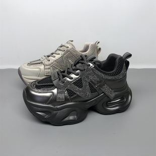 2025新款 休闲鞋 运动鞋 耐磨水砖时尚 女 厚底老爹鞋 品牌撤柜真皮女鞋