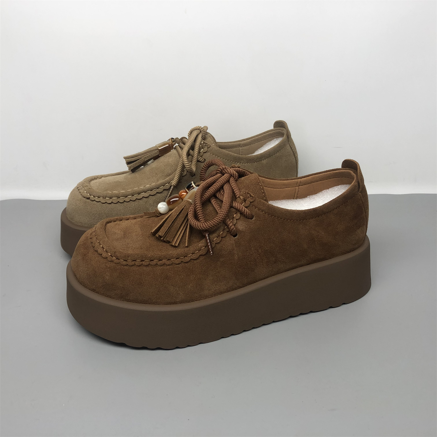 真皮复古勃肯鞋女厚底增高