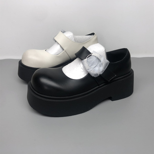 松糕底大头鞋 增高百搭乐福鞋 女2025新款 品牌撤柜真皮厚底玛丽珍鞋