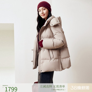 firststation时尚连帽拉链款保暖一手长羽绒服女25冬新款Y932A