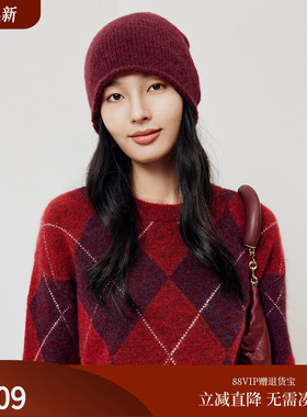 firststation时髦自然卷边罗纹加厚针织毛线帽女25秋新款ZH23A