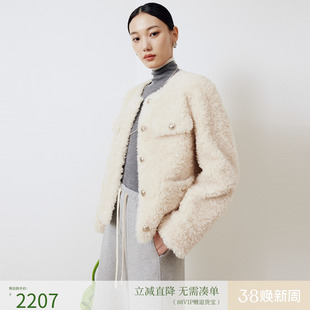 firststation优雅圆领小香风羊毛机织大衣外套女25冬新款8633A