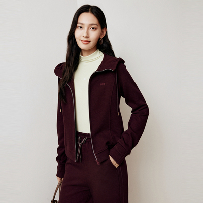 firststation经典连帽拉链款修身休闲卫衣短外套女25秋新款1292A