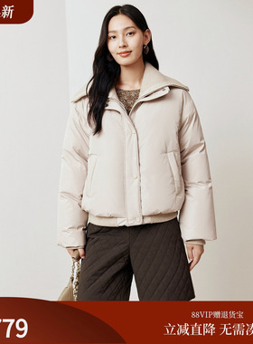 firststation时尚针织大翻领假两件短款羽绒服女25冬新款Y132A