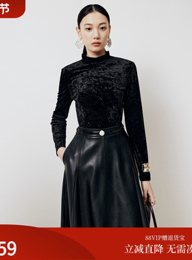 firststation时尚百搭高领丝绒长袖打底衫上衣女25冬新款5522A