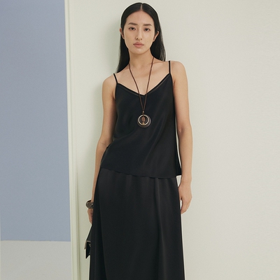 firststation时尚百搭V领收身型纯色醋酸吊带衫女25夏新款5129A