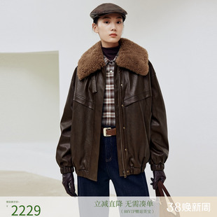 firststation时尚美拉德翻领下摆抽褶保暖棉衣女25冬新款M121A