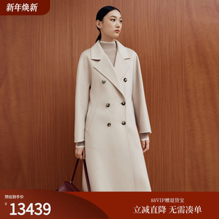firststation优雅平驳领双排扣中长款 8310A 羊绒大衣女25冬新款