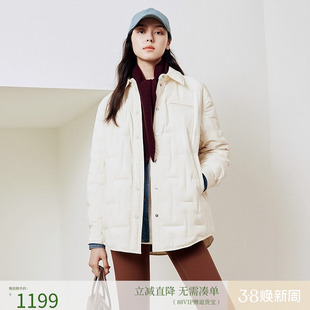 firststation时尚翻领衬衫式宽松轻薄羽绒服外套女25秋新款Y923A