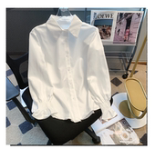 女搭配马甲长袖 2023新款 白色衬衫 学院风喇叭袖 潮 春秋衬衣ins韩版